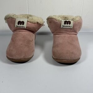 Keesky Slippers Kids Size 9 Pink Bootie Faux Fur Lined House Shoes Warm Winter